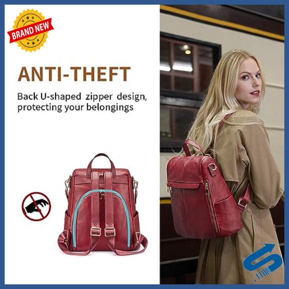 Genuine Leather Anti-Theft Backpack Purse with Adjustable Straps main image 6
